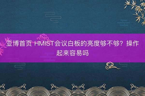 亚博首页 HMIST会议白板的亮度够不够？操作起来容易吗