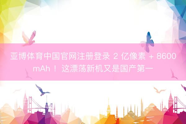 亚博体育中国官网注册登录 2 亿像素 + 8600mAh ！这漂荡新机又是国产第一