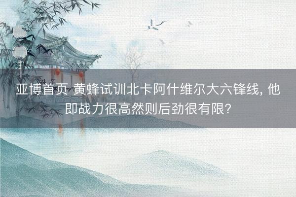 亚博首页 黄蜂试训北卡阿什维尔大六锋线， 他即战力很高然则后劲很有限?