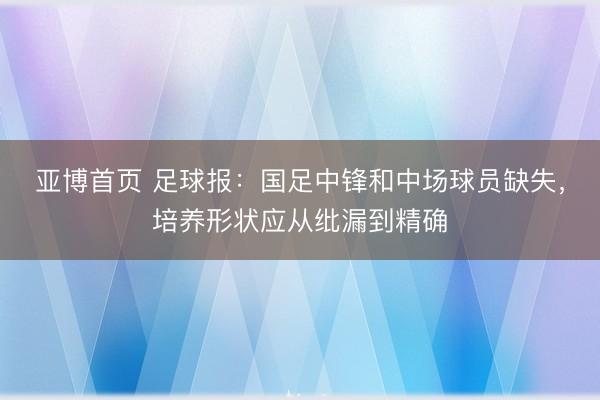 亚博首页 足球报:国足中锋和中场球员缺失,培养形状应从纰漏到精确